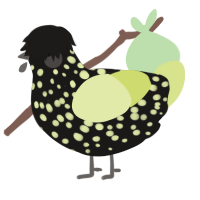 A sable and lemon chicken with a speckle pattern