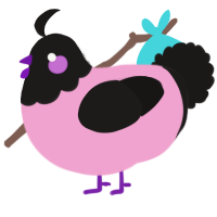 A pink and sable chicken with a head pattern