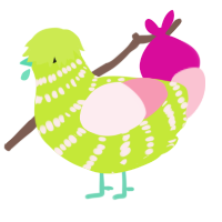 (unnamed), a lime and rose chicken with a bar pattern