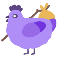 A lilac and blurple chicken