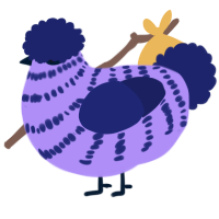 A lilac and navy chicken with a bar pattern