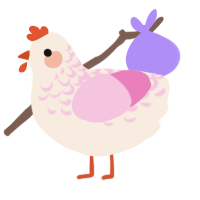 A cream and pink chicken with a half-lace pattern