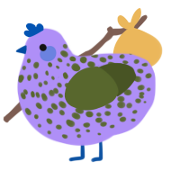 Veronica, a lilac and olive chicken with a speckle pattern