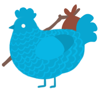 A cerulean chicken with a lace pattern