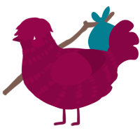 A maroon chicken with a bar pattern