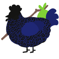 A black and navy chicken with a double-lace pattern