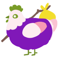 A violet and rose chicken with a head pattern