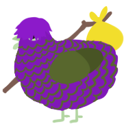 A violet and olive chicken with a lace pattern