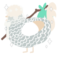 A silver and cream chicken with a lace pattern