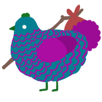 A sea and plum chicken with a lace pattern
