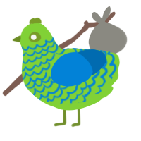 A grass and sapphire chicken with a lace pattern