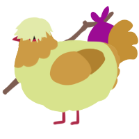A lemon and gold chicken with a head pattern