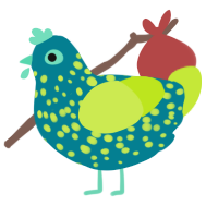 A sea and lime chicken with a speckle pattern