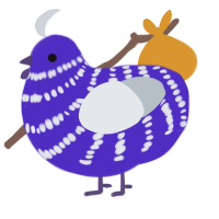 A indigo and mist chicken with a bar pattern