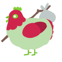 A gluppy and crimson chicken with a head pattern
