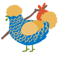 A sapphire and honey chicken with a lace pattern