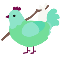 A spring and mint chicken with a head pattern