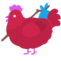 A crimson chicken with a head pattern