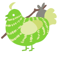 A grass and lemon chicken with a bar pattern