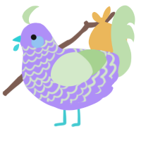 A lilac and gluppy chicken with a lace pattern