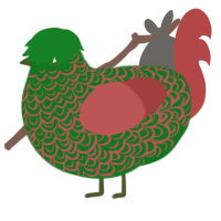 A leaf and red chicken with a double-lace pattern