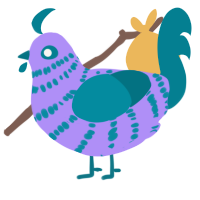 A lilac and sea chicken with a bar pattern