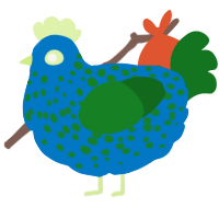 A sapphire and leaf chicken with a speckle pattern