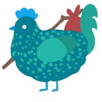 A sea and turquoise chicken with a speckle pattern
