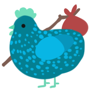 A sea and cerulean chicken with a speckle pattern