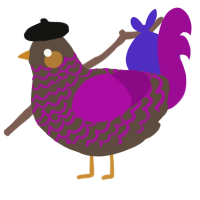 A bark and plum chicken with a lace pattern