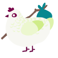 A white and apple chicken with a half-lace pattern