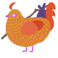 A orange and vermilion chicken with a lace pattern