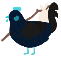 A tumblr and sable chicken with a speckle pattern