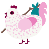 Love Muffin, a white and pink chicken with a speckle pattern