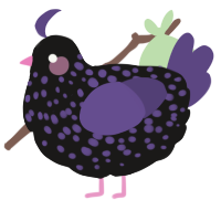 A sable and overcast chicken with a speckle pattern