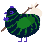 A tumblr and leaf chicken with a bar pattern