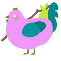 A lavender and teal chicken