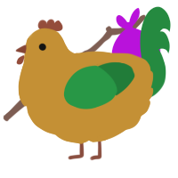 A gold and viridian chicken