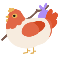 A cream and vermilion chicken with a head pattern