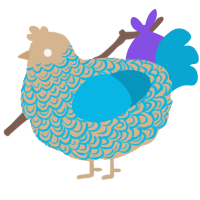 A beige and cerulean chicken with a double-lace pattern