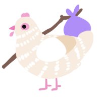 A cream chicken with a bar pattern
