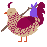 A beige and maroon chicken with a lace pattern