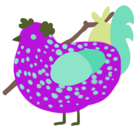 A amethyst and mint chicken with a speckle pattern
