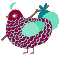 A maroon and mint chicken with a lace pattern