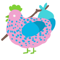 A pink and cerulean chicken with a speckle pattern