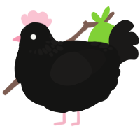 A black and sable chicken with a neck-speckle pattern