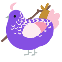 dog egg, a blurple and rose chicken with a half-lace pattern