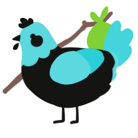 A black and aqua chicken with a head pattern