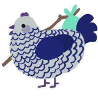 A silver and navy chicken with a lace pattern