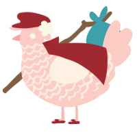 A rose chicken with a lace pattern